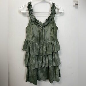 Cider Green Tiered Ruffle Dress